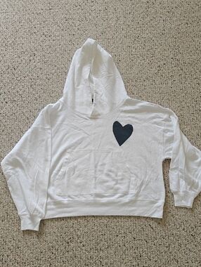 J. Crew White Hoodie with Black Heart